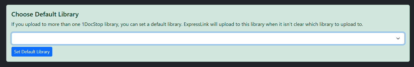 Screenshot of Default Library Setting