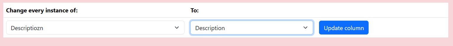 Screenshot of XML mismatch options